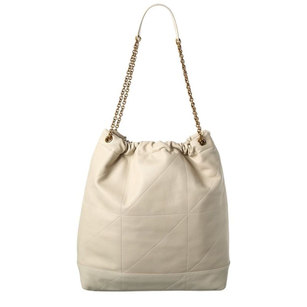 Saint Laurent Jamie Large Leather Bucket Bag, White - Picture 2 of 4